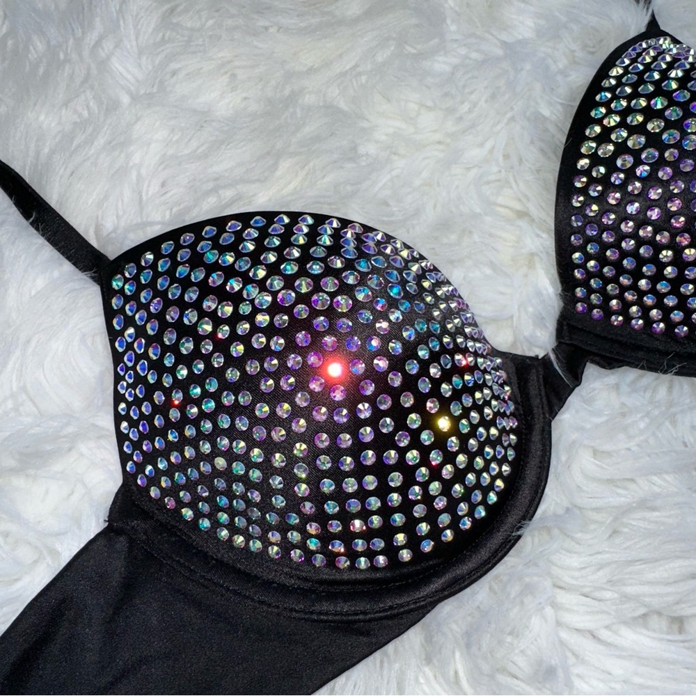 VS • Aurora Borealis Crystal Embellished Very Sexy Low Cut Demi Bra